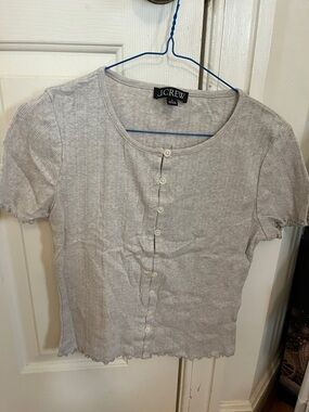 J. Crew Grey Short Sleeve Button-Front Women’s Top Size S